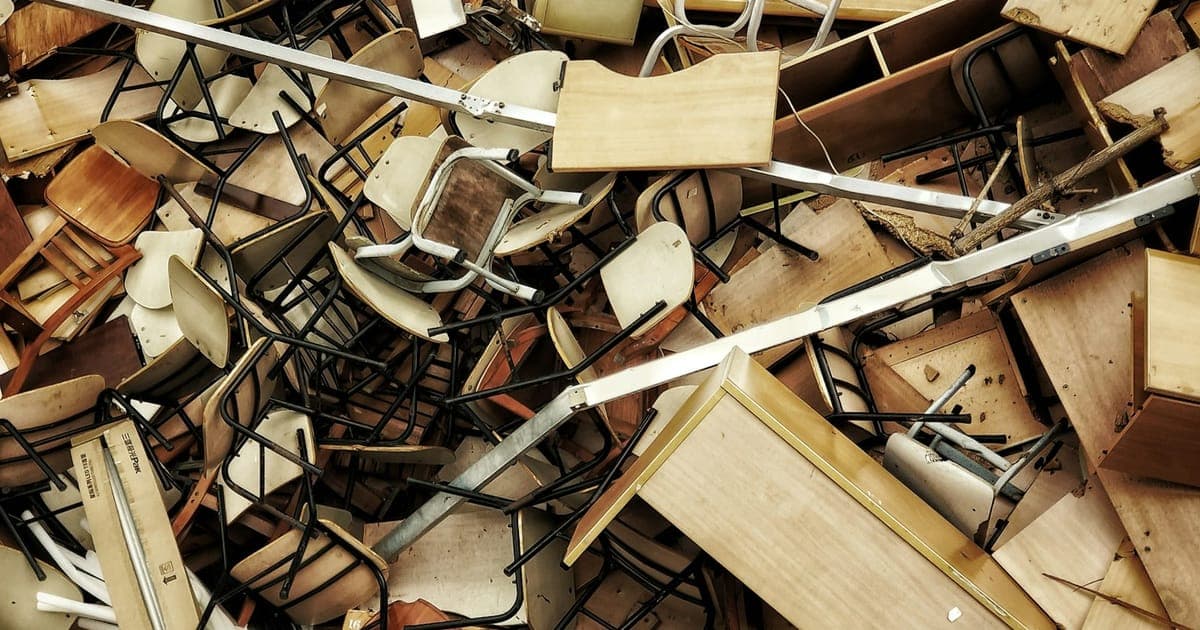 An untidy room after a disruption