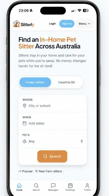 Preview of the Sitterly mobile app on a phone